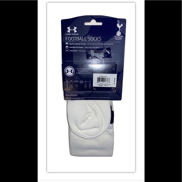 Under Armour UA OTC Spurs Soccer Socks 1 Pair Men 4-8.5 Wmn 7-10.5 White w/ Logo - Picture 4 of 13